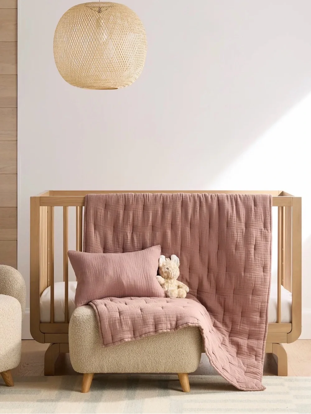 Quince Toddler Quilt -  Organic Cotton Gauze - in Fig (mauve pink)